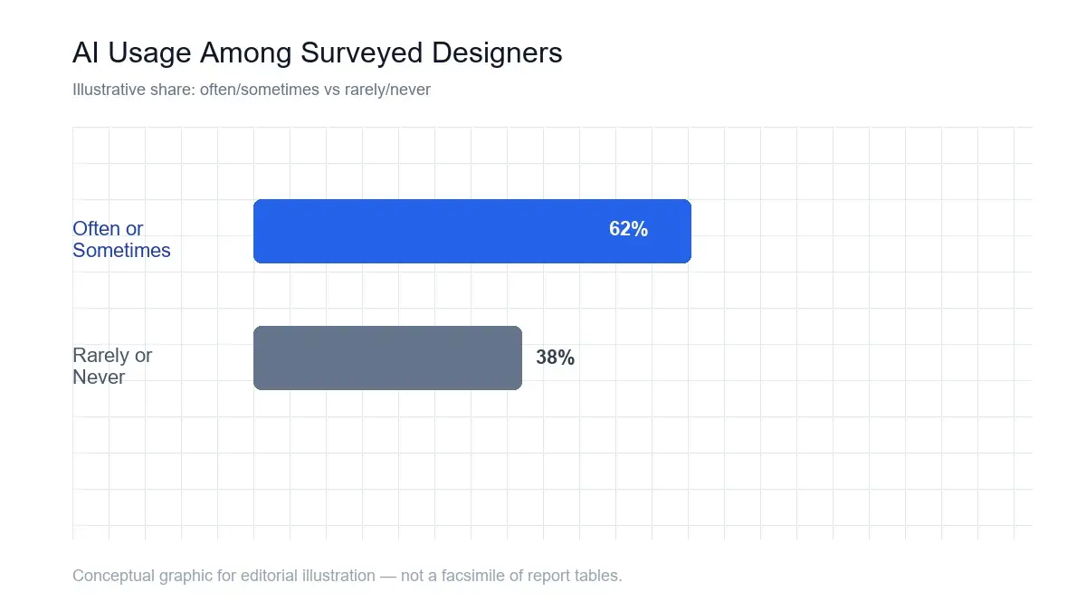 Data graphic showing how many surveyed designers use AI often or sometimes in their work
