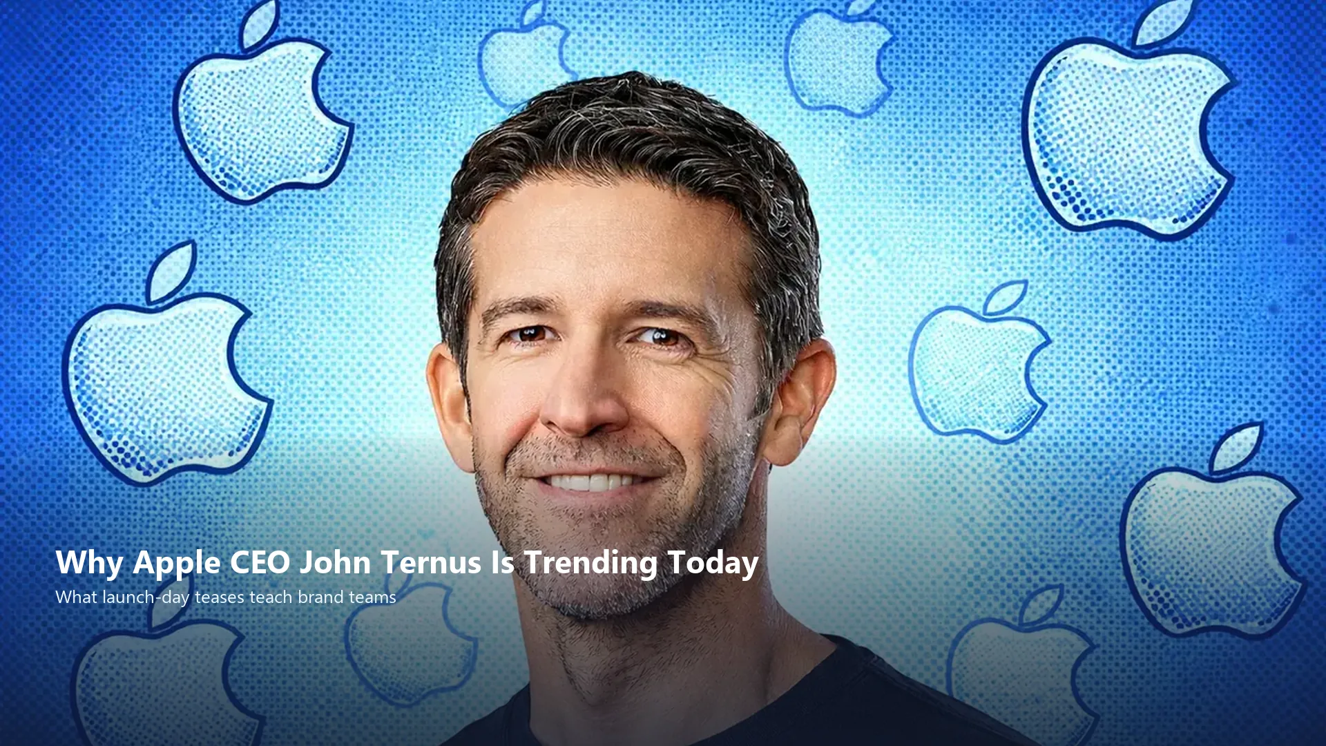 Editorial portrait of Apple CEO John Ternus used to illustrate launch-day branding and leadership lessons for business teams.
