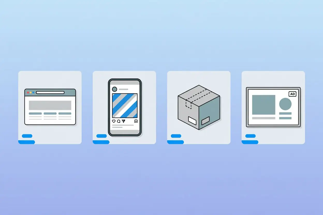 Illustration showing consistent brand elements across multiple touchpoints