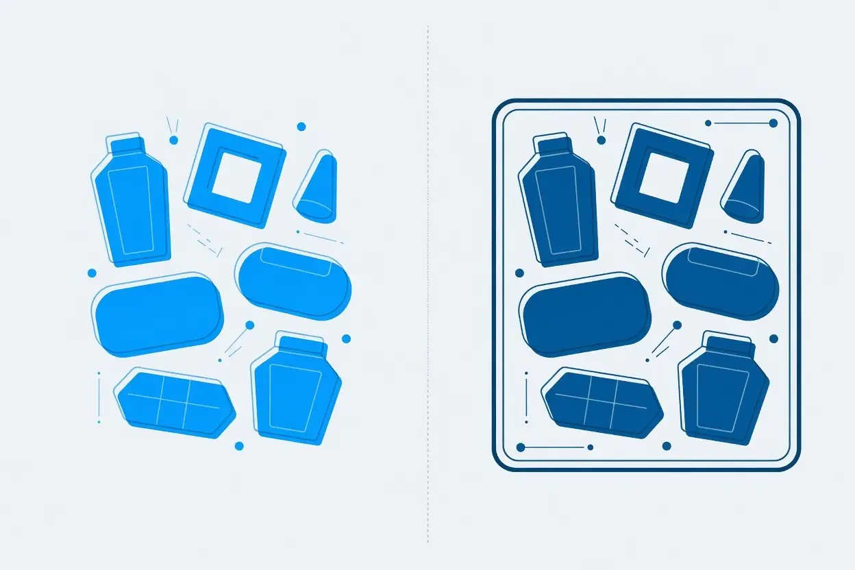 Side-by-side diagram comparing house of brands versus branded house strategy