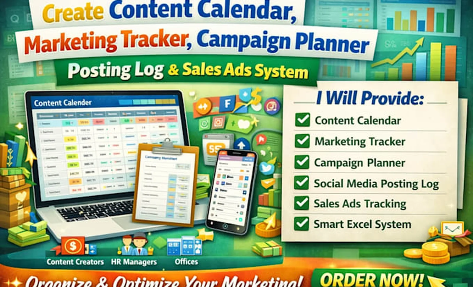 Content calendar and campaign planning visuals showing quality over daily posting volume.