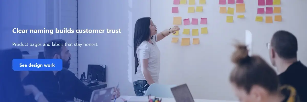 Short Stereo credibility banner on clear product naming lessons inspired by 4K marketing.