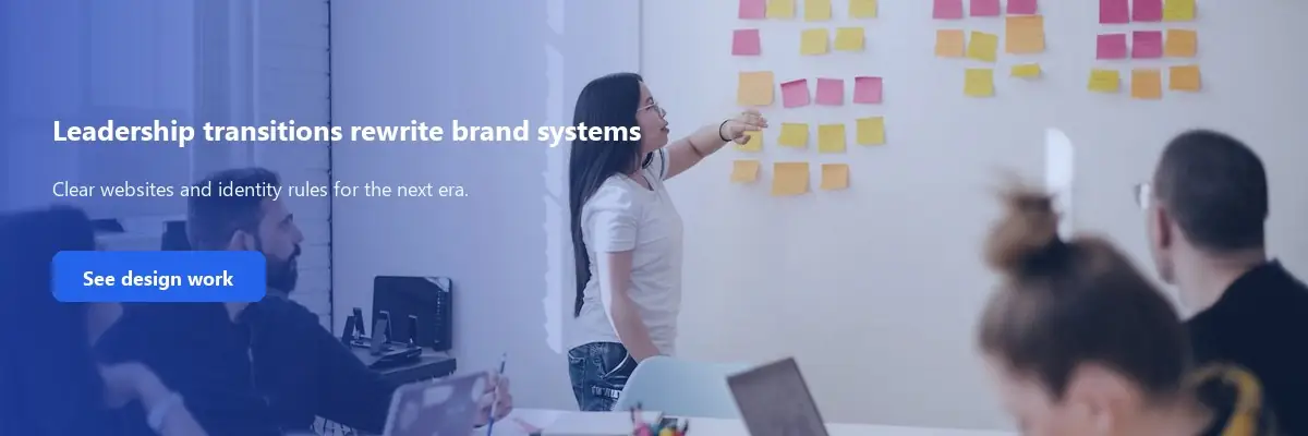 Short Stereo credibility banner on brand systems during the Apple CEO John Ternus transition.