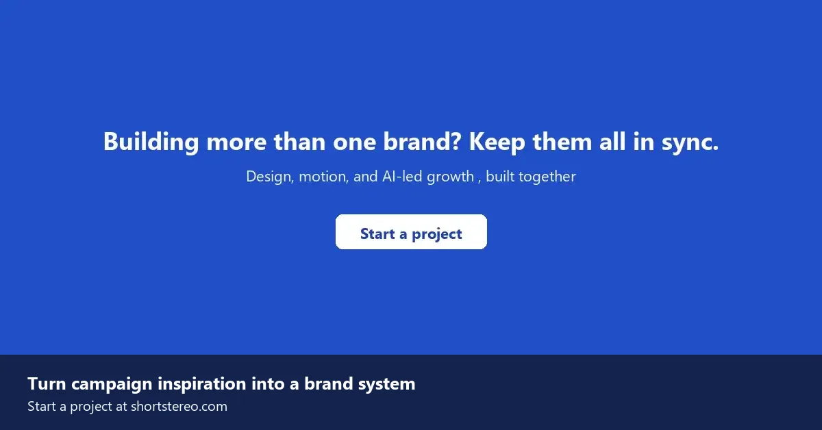 Short Stereo end-of-article call-to-action card inviting readers to start a campaign branding project.