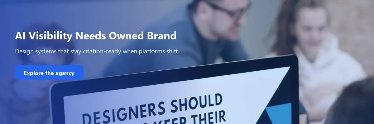 Marketing team collaborating in an office, representing owned-brand AI visibility planning.