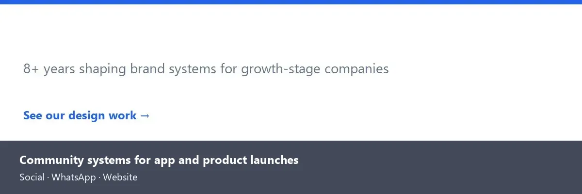 Short Stereo brand credibility banner introducing community and launch visibility expertise.