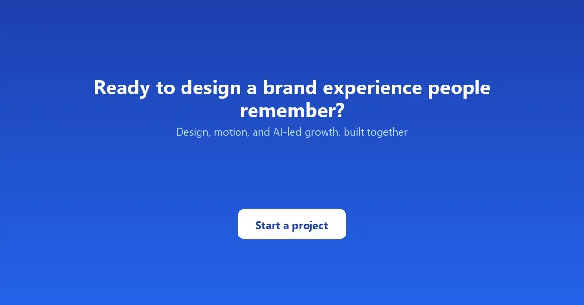 Short Stereo end-of-article call-to-action card inviting readers to start a brand experience project.