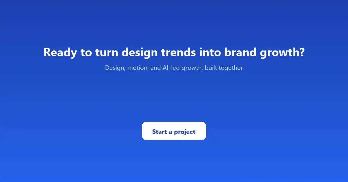 Short Stereo end-of-article call-to-action card inviting readers to start a brand design project.