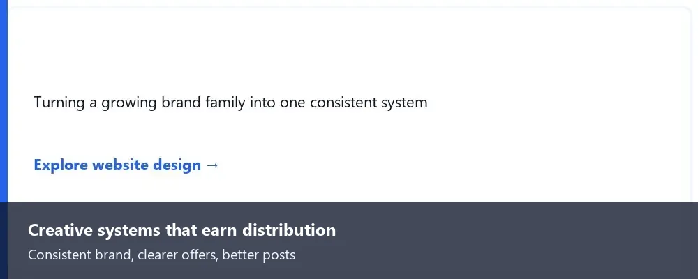 Social creative systems service card shown inline within the article.