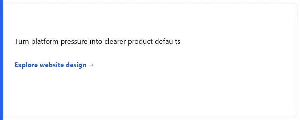 Short Stereo website design service card about clearer product defaults after Meta settlement.