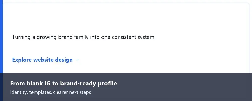 Service card highlighting going from a blank Instagram to a brand-ready profile.