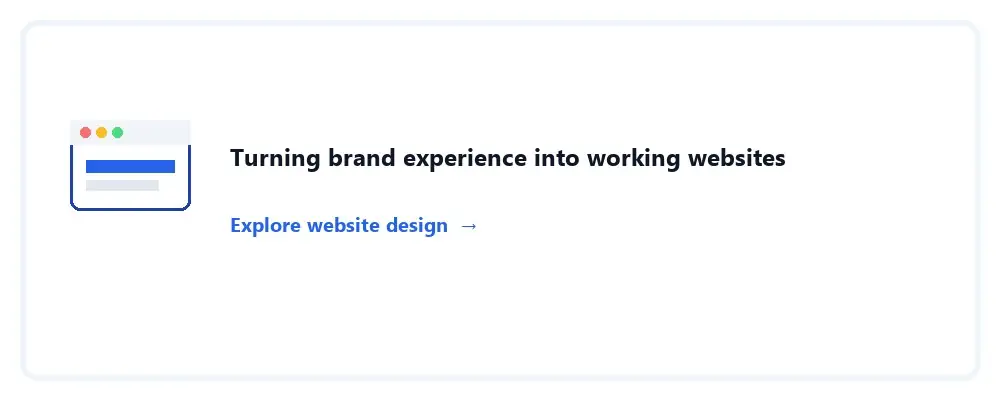 Short Stereo website design service card shown inline within the article.
