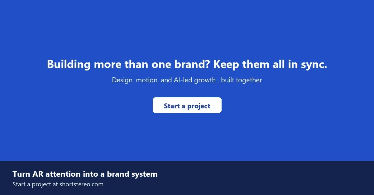 Short Stereo end-of-article call-to-action card inviting readers to start a brand and experience design project.