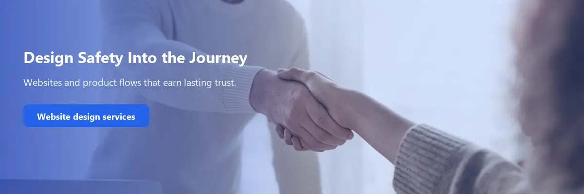 Professionals reviewing work at a desk, used as a promo for trust-focused website design.