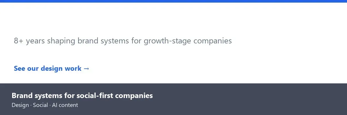 Short Stereo brand credibility banner introducing social and website expertise for platform-era brands.