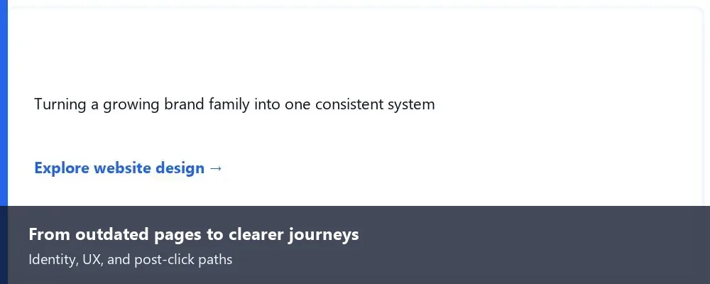 Service card highlighting moving from outdated pages to clearer website journeys.