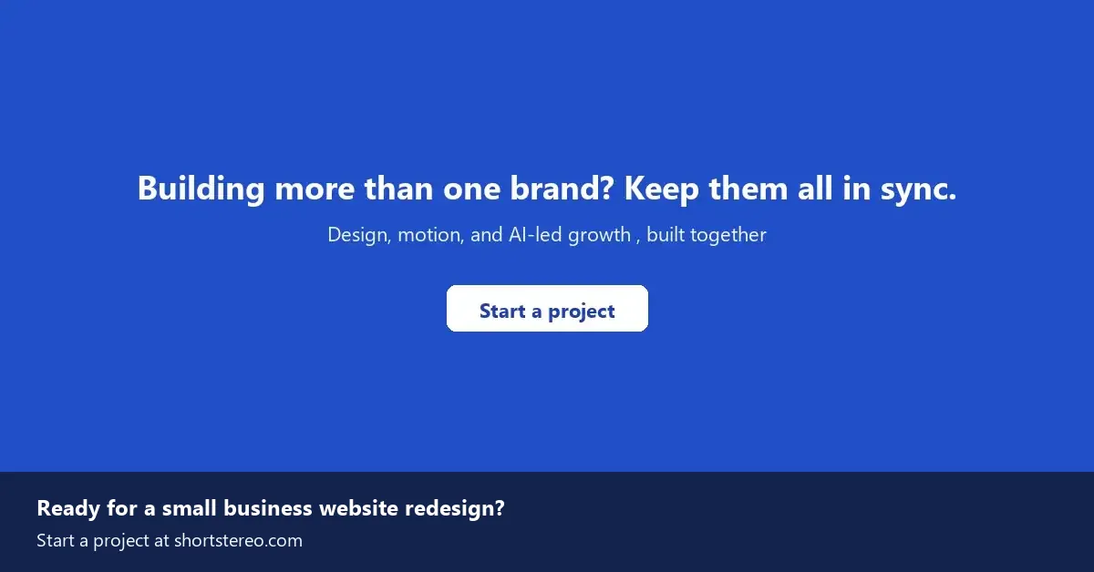 End-of-article call-to-action card inviting readers to start a small business website redesign project.