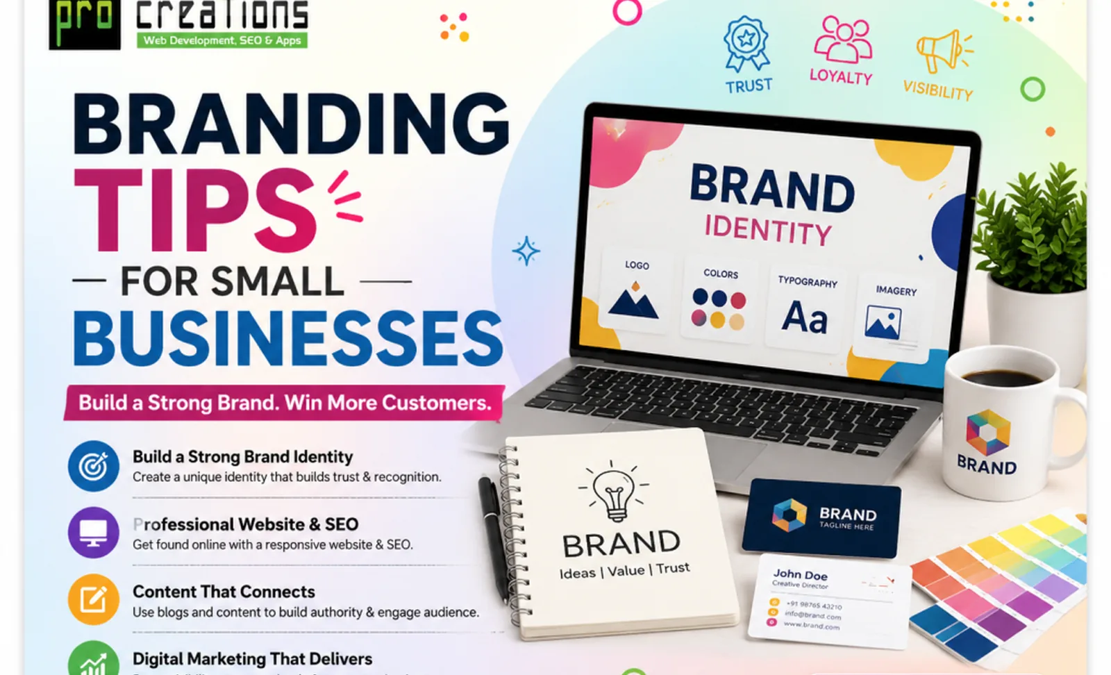 Small business brand identity visuals supporting clearer social media presence.