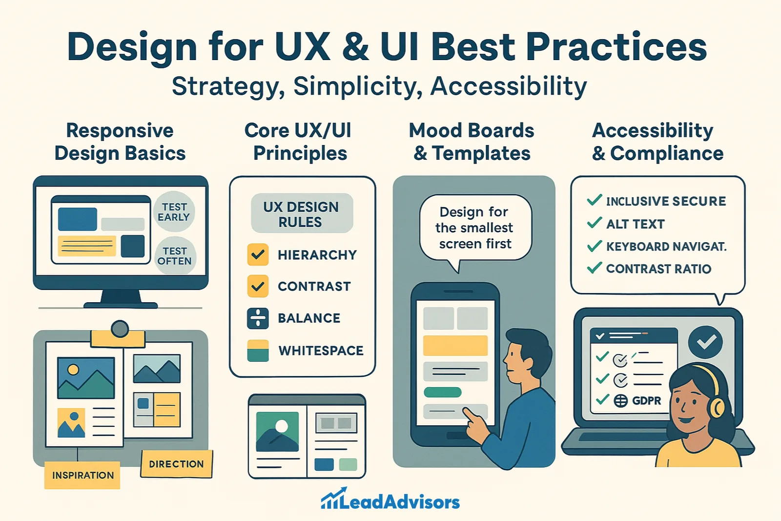 Website UI and UX visuals aligning TikTok and X offers with the post-click app or website path.